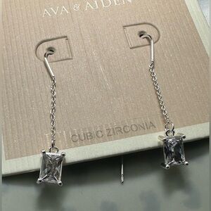 Ava & Aiden Silver Drop Earrings with Clear Stones